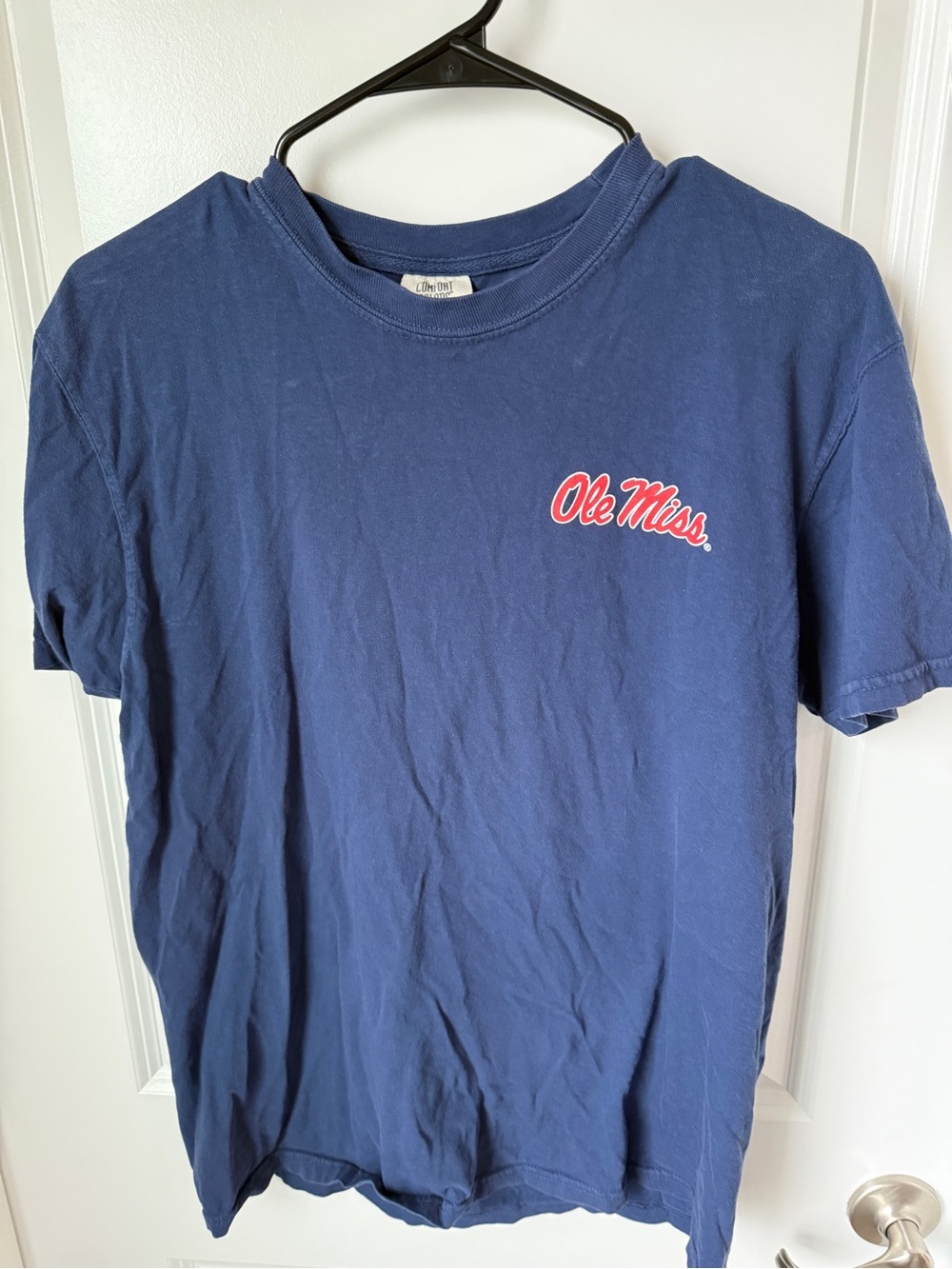 Comfort Colors Navy Blue Tee with Red Nails Accent